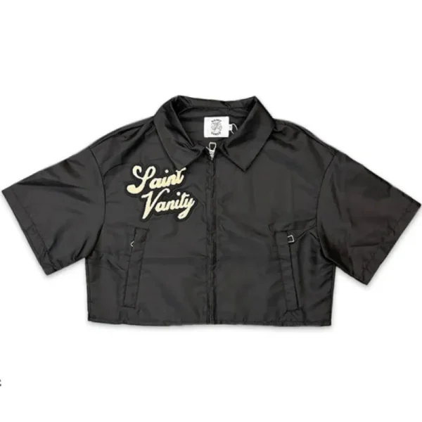 Black Saint Vanity Nylon Zip-Up Cropped Shirt