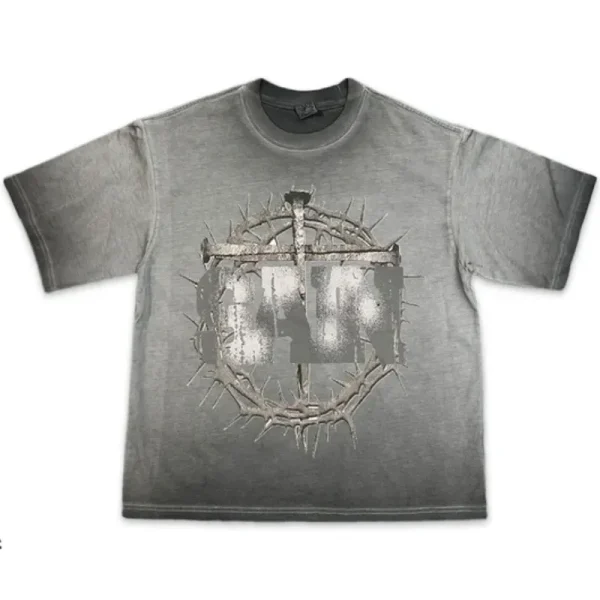 Grey Saint Vanity Distressed Cross T-shirt