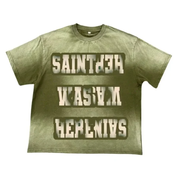 Olive Green Saint Vanity Was Here T-Shirt