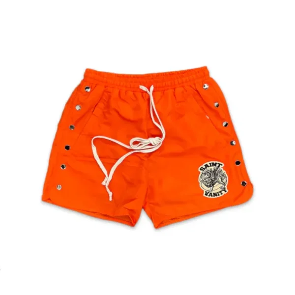 Orange Saint Vanity Logo Nylon Shorts