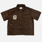 Brown Saint Vanity Nylon Hooded Button-Up Shirt