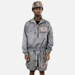 Grey Saint Vanity Nylon Zip-Up Short Set