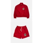 Red Saint Vanity Nylon Zip-up Short Set