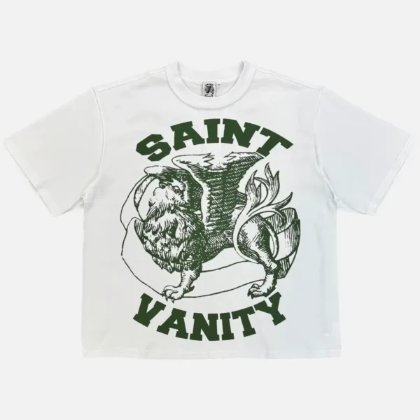 White/Green Saint Vanity Griffin Short Sleeve T-Shirt