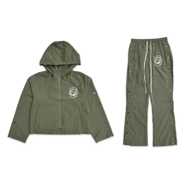 Army Green Saint Vanity Nylon Track Zip-Up Tracksuit