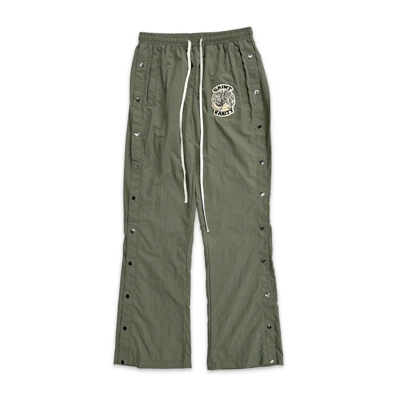 Army Green Saint Vanity Nylon Track Pants - Saint Vanity Army Green Saint Vanity Nylon Track Pants
