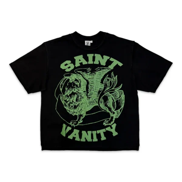 Black-Green Saint Vanity Griffin Logo Tee