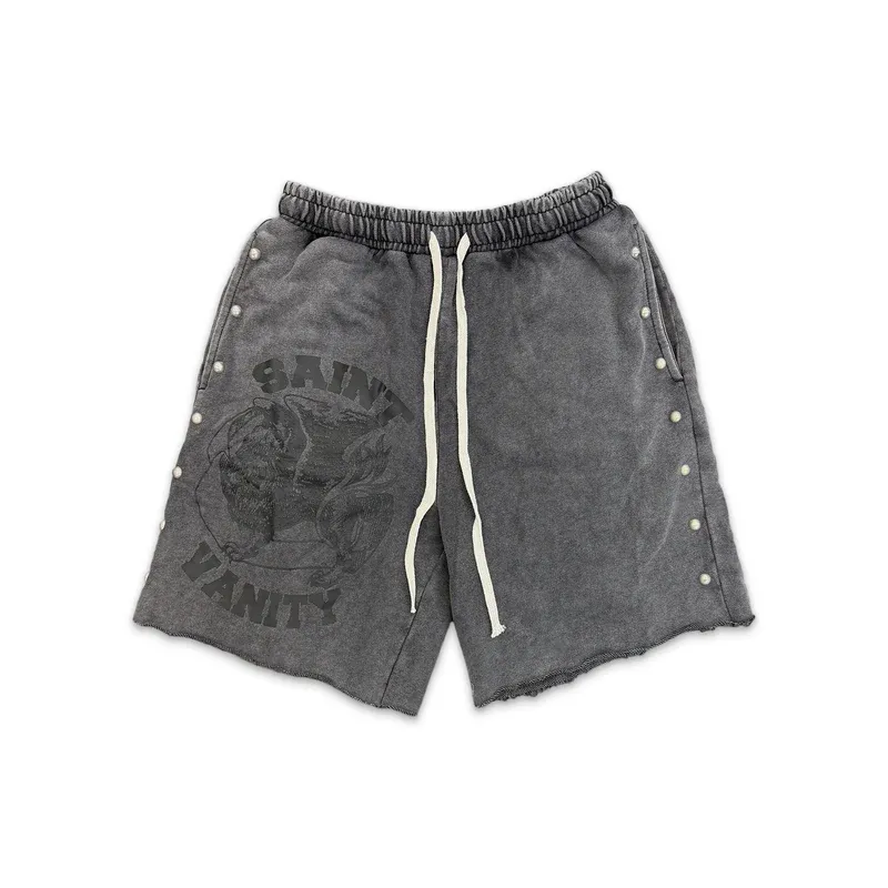 Faded Black Saint Vanity Terry Logo Shorts