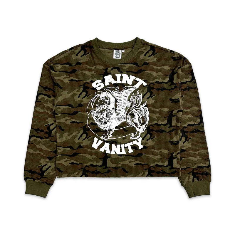 Green Camo Saint Vanity Thermal Long Sleeve Tee - Saint Vanity Green Camo Saint Vanity Thermal Long Sleeve Tee