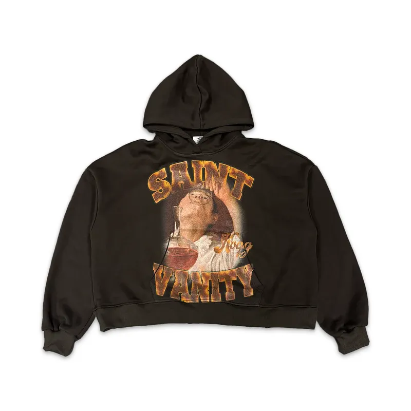 Grey/Burgundy Saint Vanity Printed Hoodie