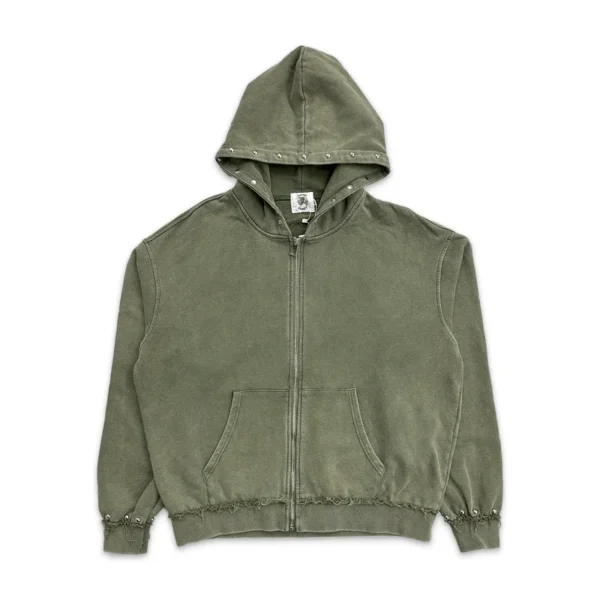 Olive Saint Vanity French Terry Studded Zip-Up Hoodie