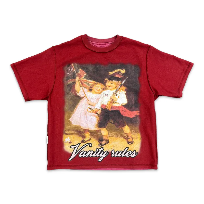 Red Saint Vanity Rules Reversible Tee - Saint Vanity Red Saint Vanity Rules Reversible Tee